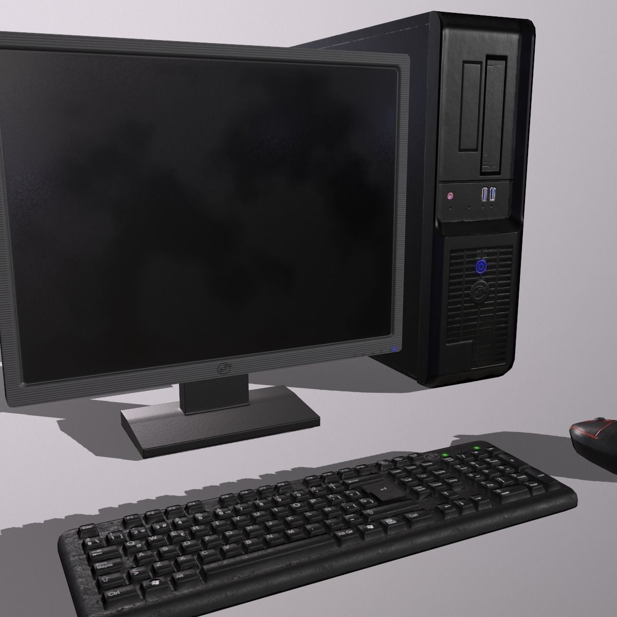 PC Office game ready Low-poly 3D model_2