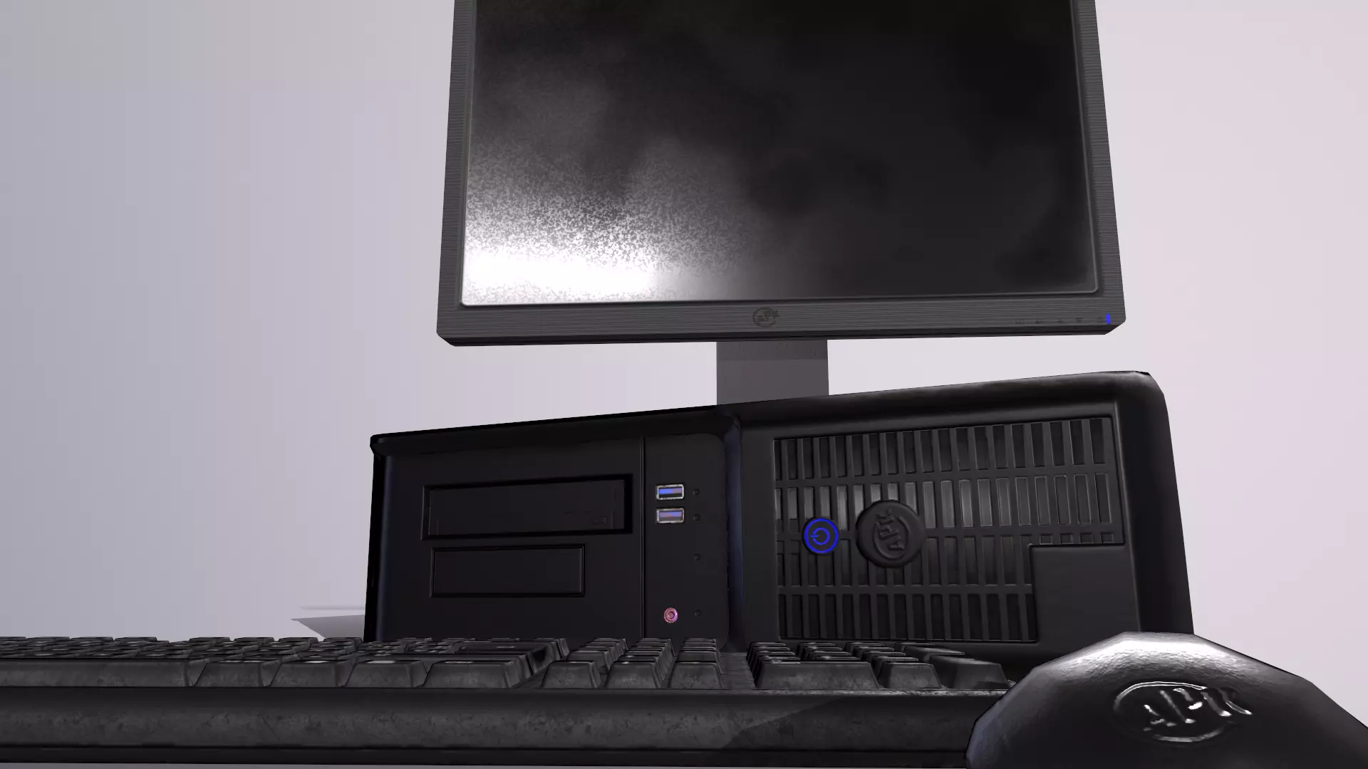PC Office game ready Low-poly 3D model_0