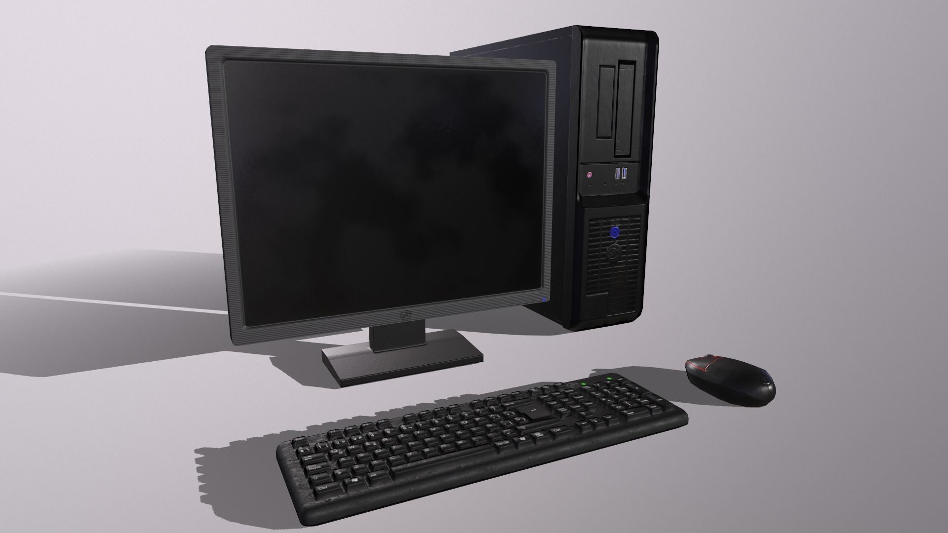 PC Office game ready Low-poly 3D model_4