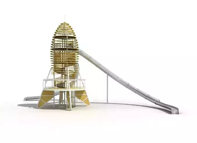 Rocket climbing adventure playground with big slide 3D model