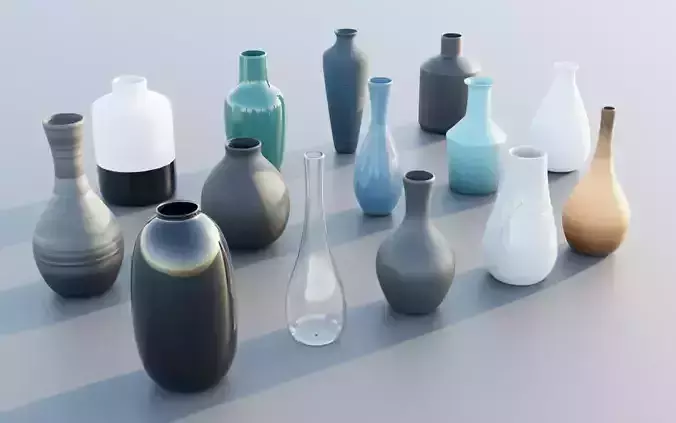 A set of beautiful vases in various shapes