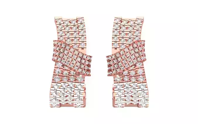 Solitaire Women Diamond Drop  Earring 3dm STL OBJ Render Details