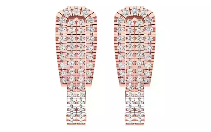 Solitaire Women Diamond Earring 3dm STL OBJ FBX Render Details