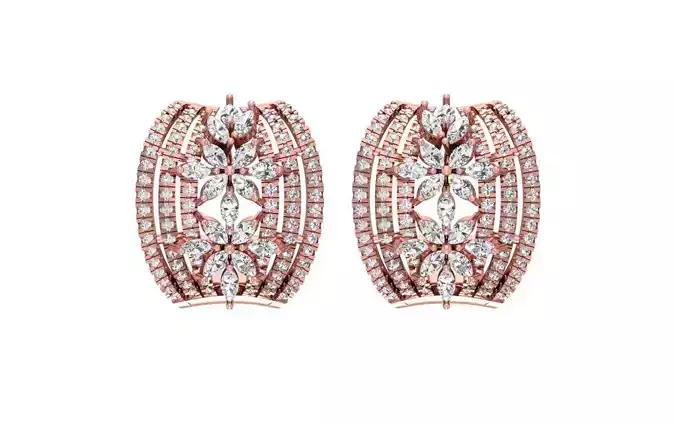 Solitaire Women Diamond Earring 3dm STL OBJ FBX Render Details