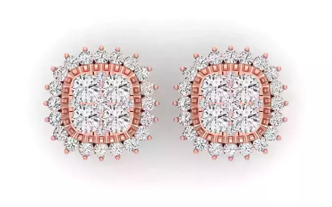 Solitaire Women Stud Diamond Earring 3D print model