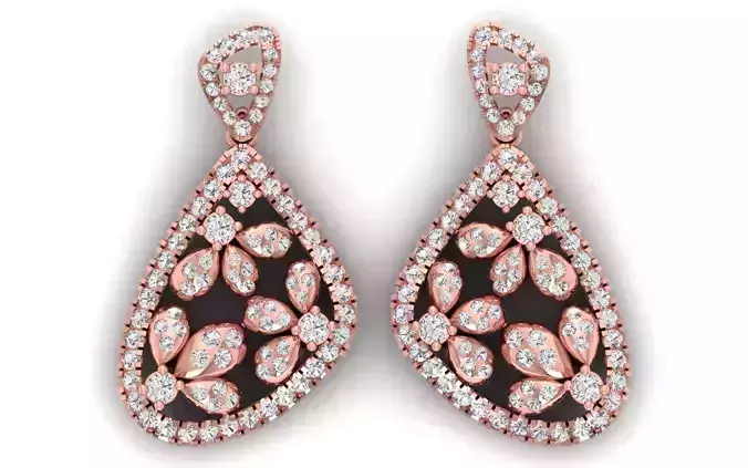 Solitaire Women Diamond Drop  Earring 3D print model
