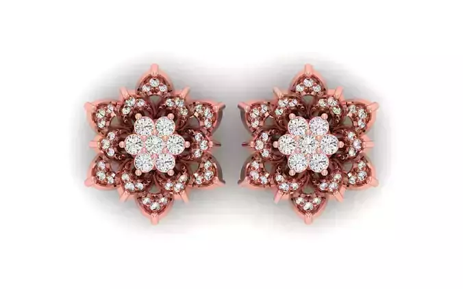 Solitaire Women Flower Stud Diamond Earring 3D print model