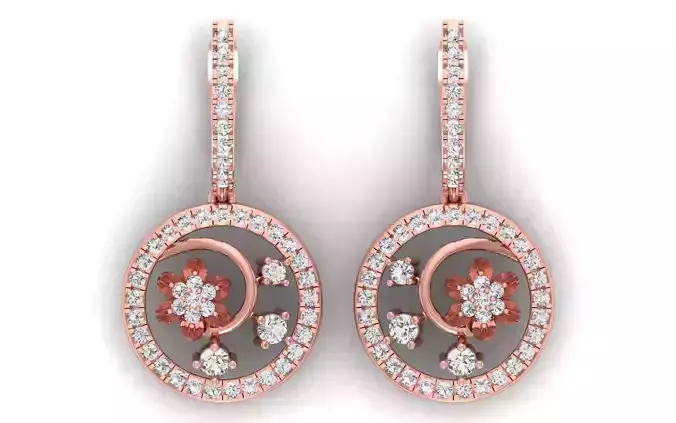 Solitaire Women Diamond Drop  Earring 3D print model