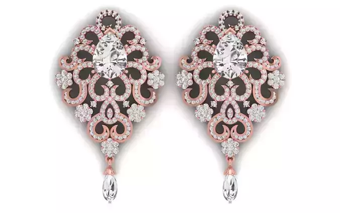 Solitaire Women Diamond Drop  Earring 3D print model