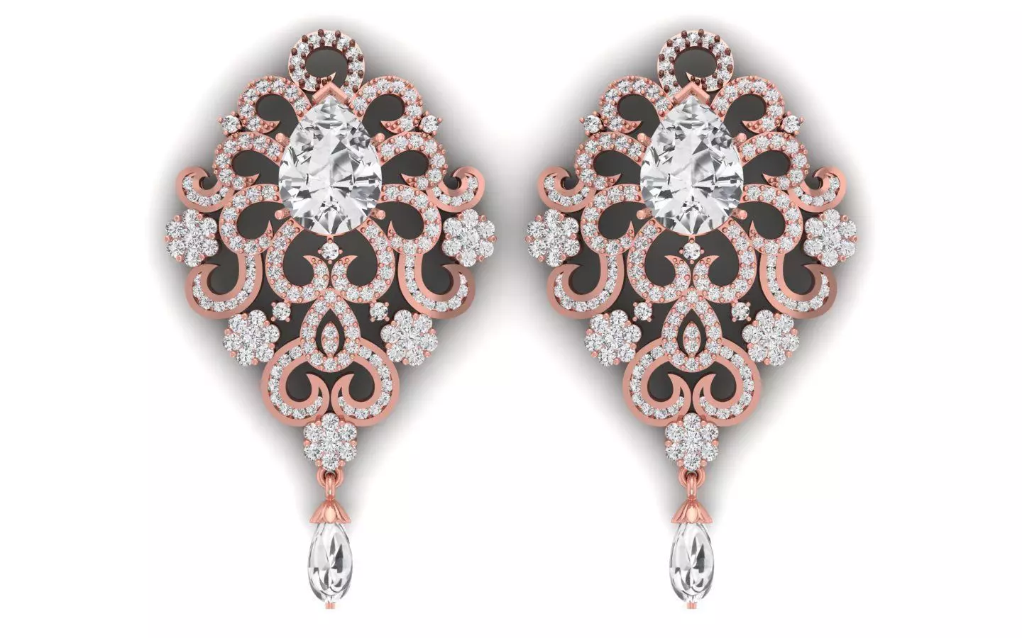 Solitaire Women Diamond Drop  Earring 3D print model_0