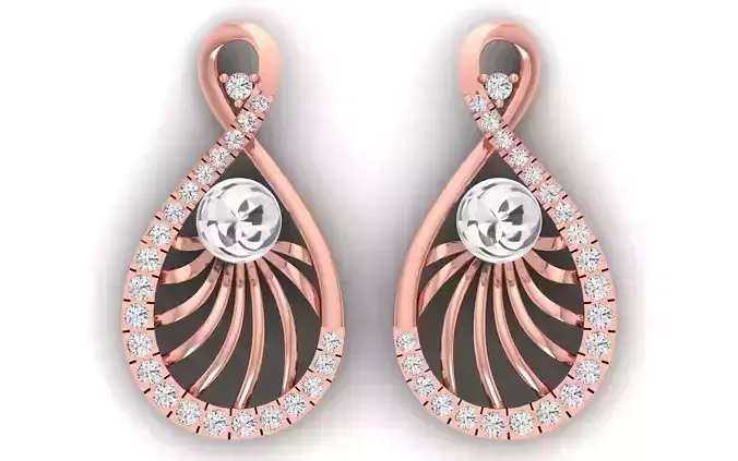Solitaire Women Diamond Drop  Earring 3D print model