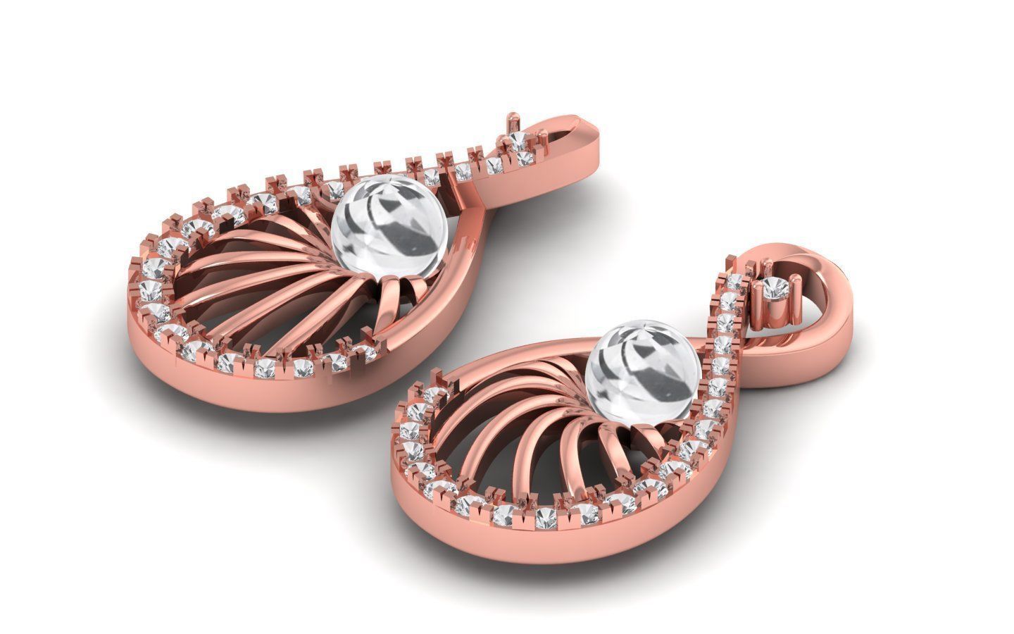Solitaire Women Diamond Drop  Earring 3D print model_2