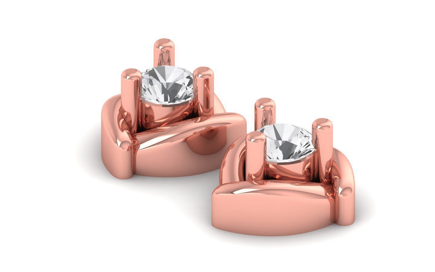 Solitaire Women Stud Diamond Earring 3D print model_2