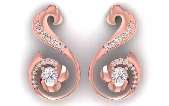 Solitaire Women Diamond Drop  Earring 3D print model