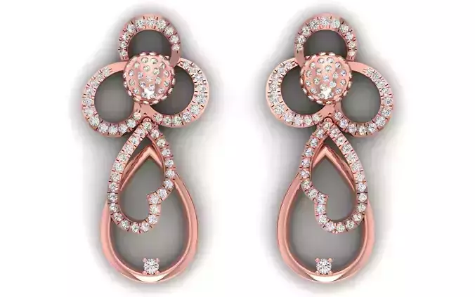 Solitaire Women Diamond Drop  Earring 3D print model