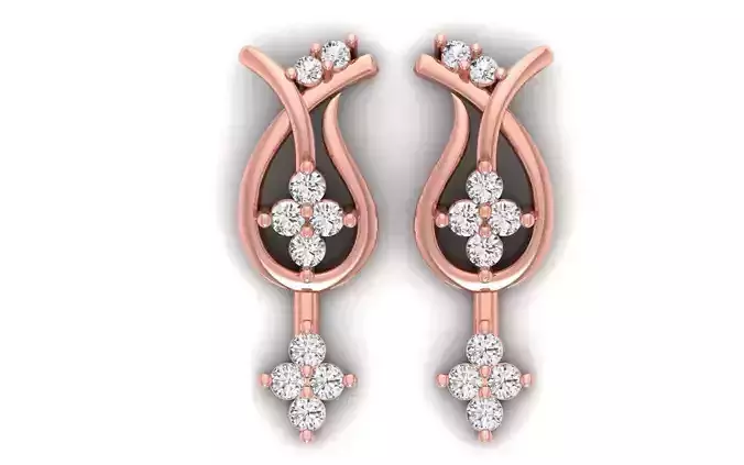 Solitaire Women Diamond Drop  Earring 3D print model