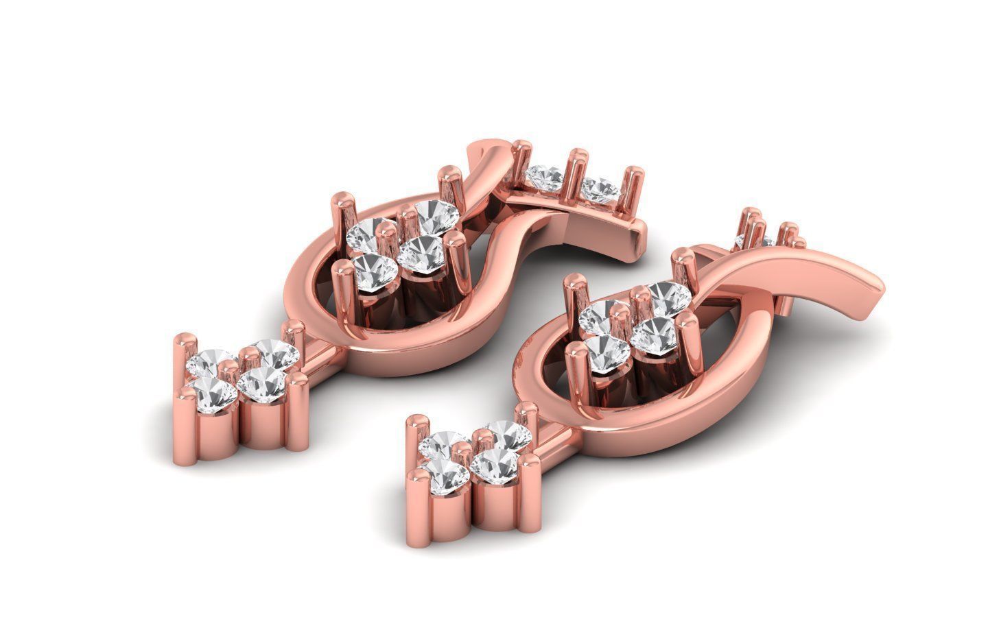 Solitaire Women Diamond Drop  Earring 3D print model_1