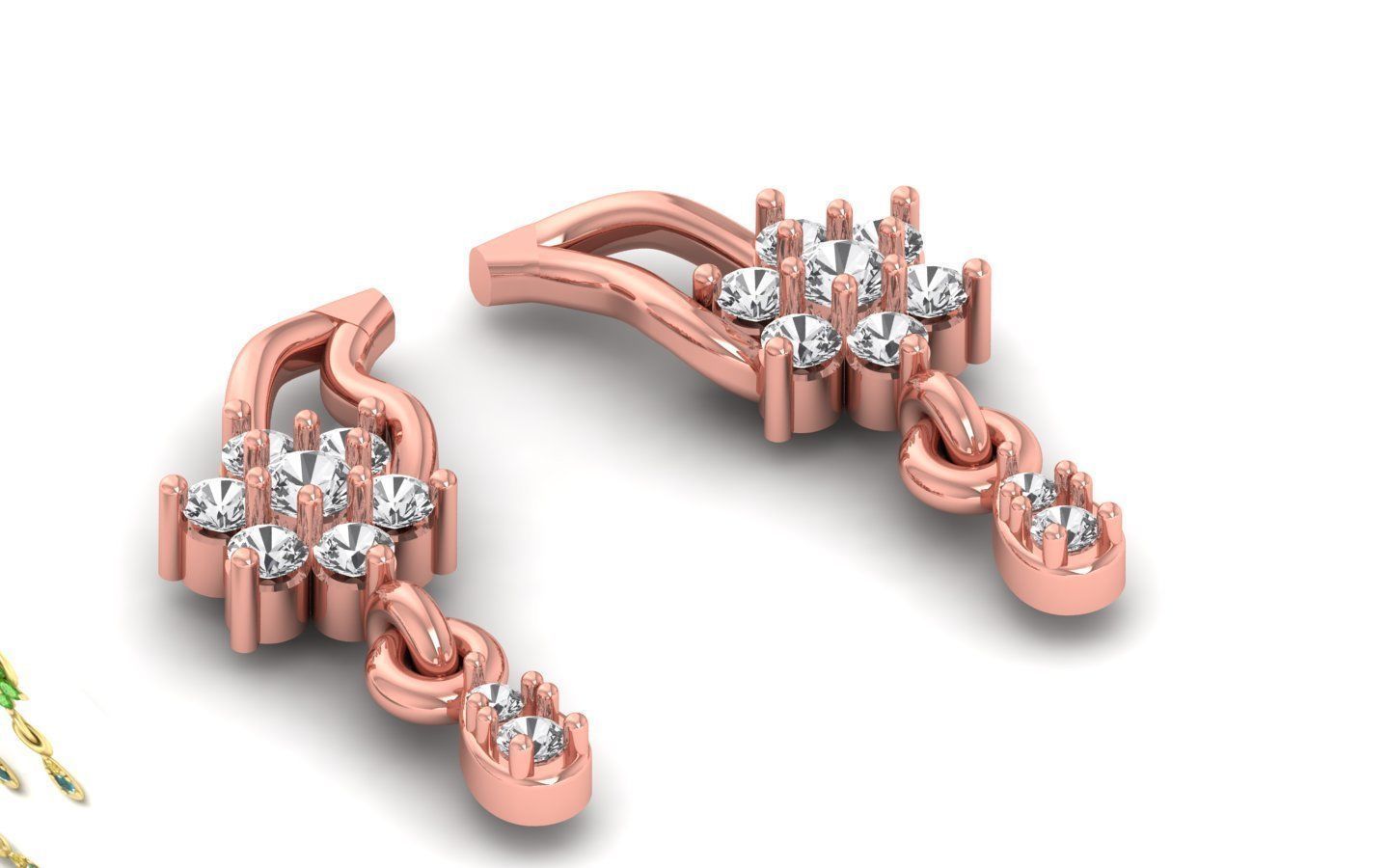 Solitaire Women Diamond Drop  Earring 3D print model_1
