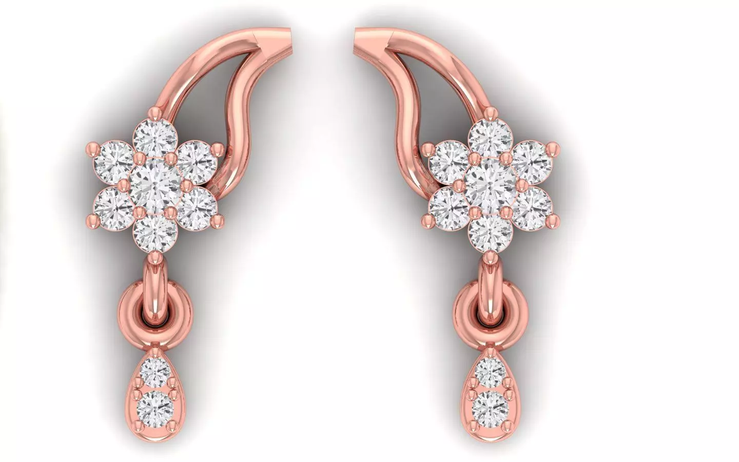 Solitaire Women Diamond Drop  Earring 3D print model_0