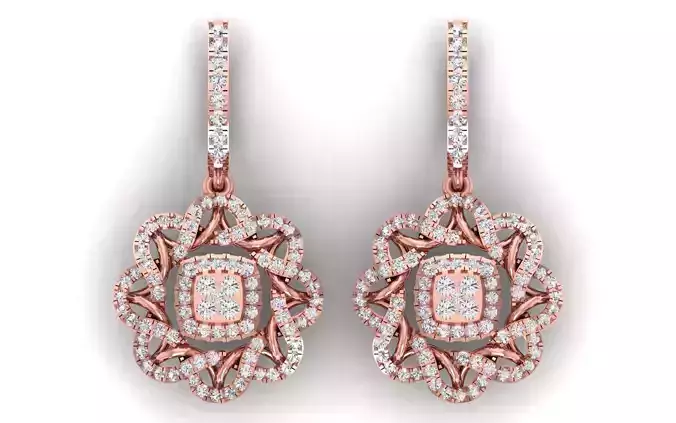 Solitaire Women Diamond Drop  Earring 3D print model