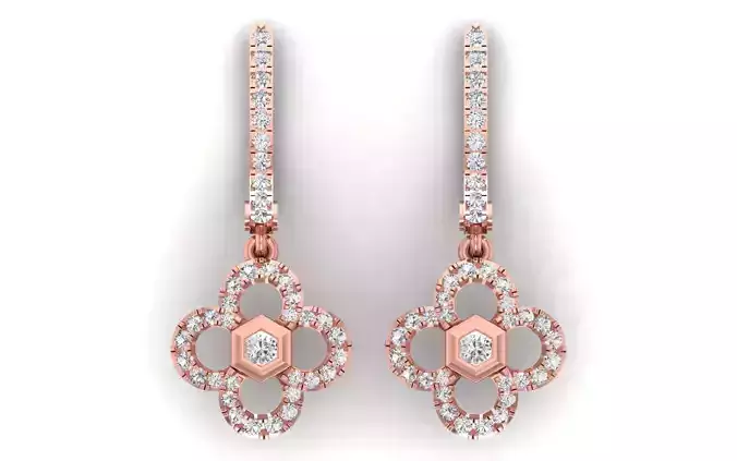 Solitaire Women Drop  Diamond Earring 3D print model
