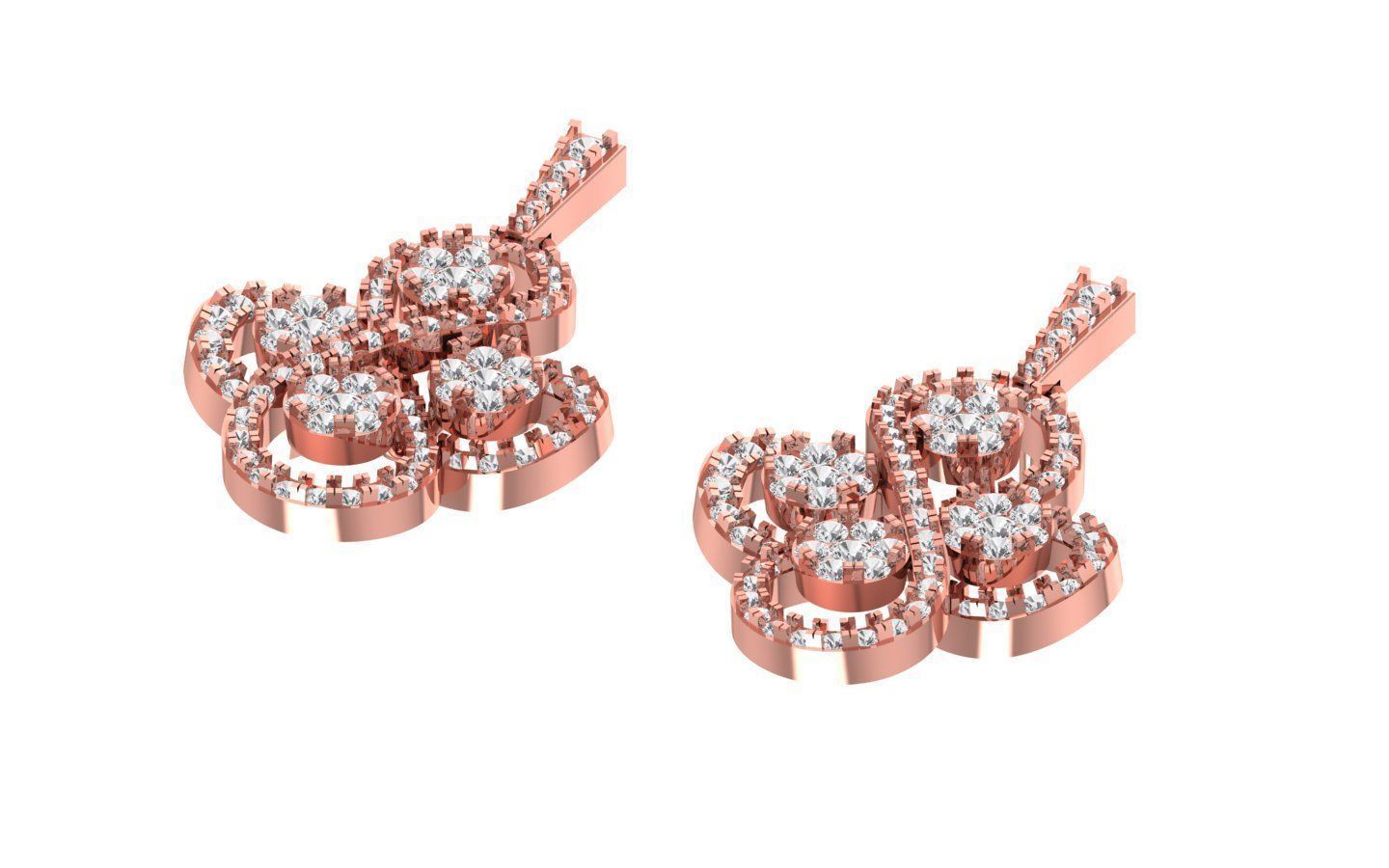 Solitaire Women Drop  Diamond Earring 3D print model_2