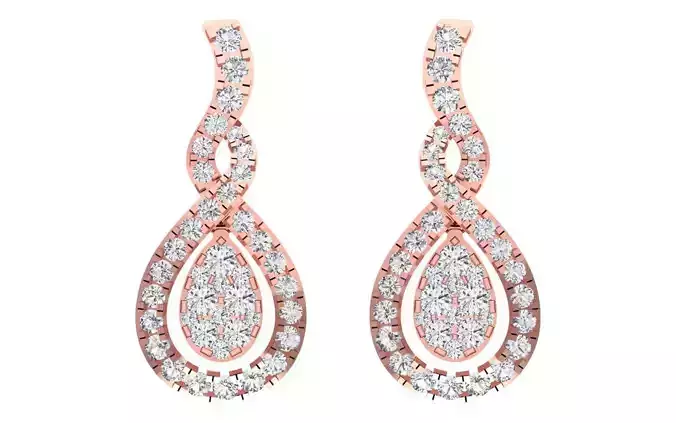 Solitaire Women Drop  Diamond Earring 3D print model