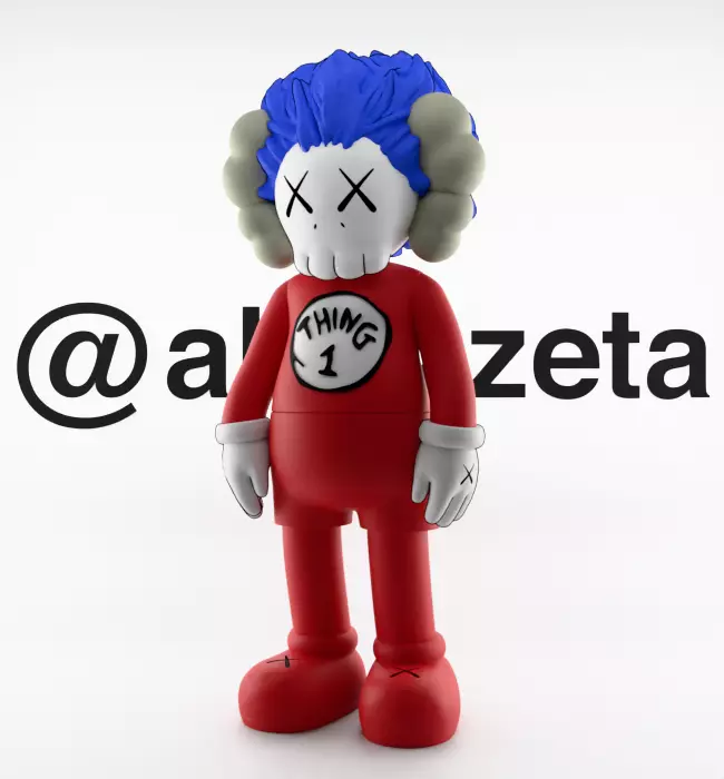 Kaws Thing 1 Thing 2 Textured Low-poly 3D model_2