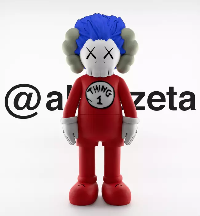 Kaws Thing 1 Thing 2 Textured Low-poly 3D model_1