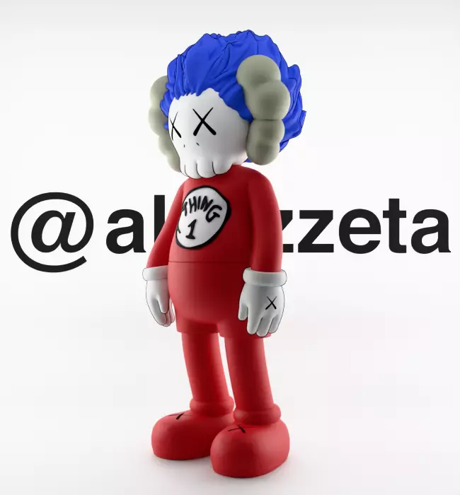 Kaws Thing 1 Thing 2 Textured Low-poly 3D model_3