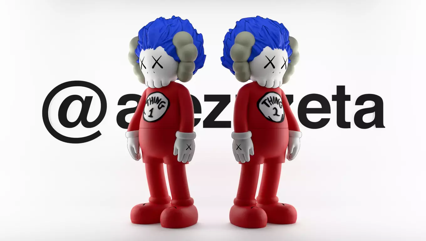 Kaws Thing 1 Thing 2 Textured Low-poly 3D model_0