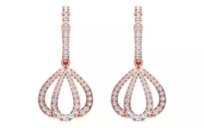Solitaire Women Diamond Drop  Earring 3D print model Solitaire Women Diamond Drop  Earring 3D print model