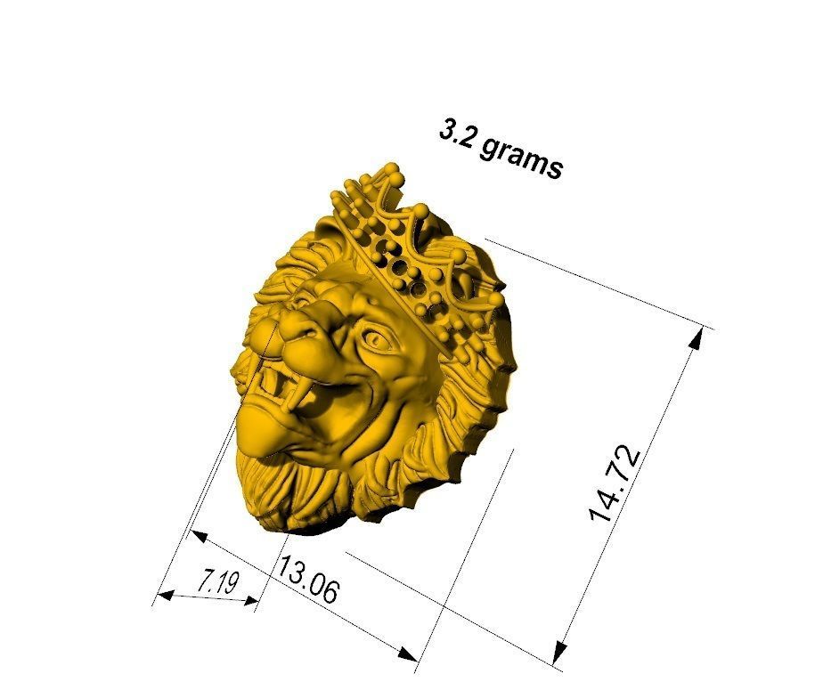 lion pendent with diamonds 3D print model_3