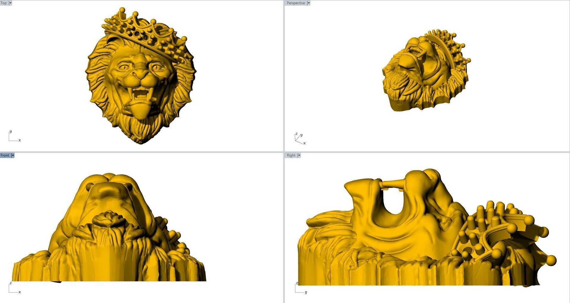 lion pendent with diamonds 3D print model_4