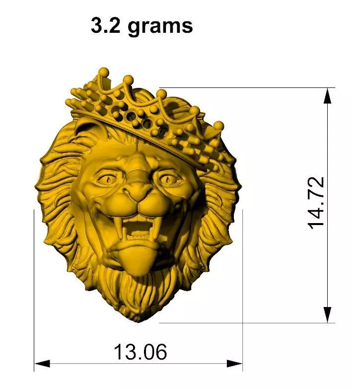 lion pendent with diamonds 3D print model_0