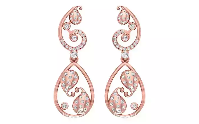 Solitaire Women Diamond Drop  Earring 3D print model