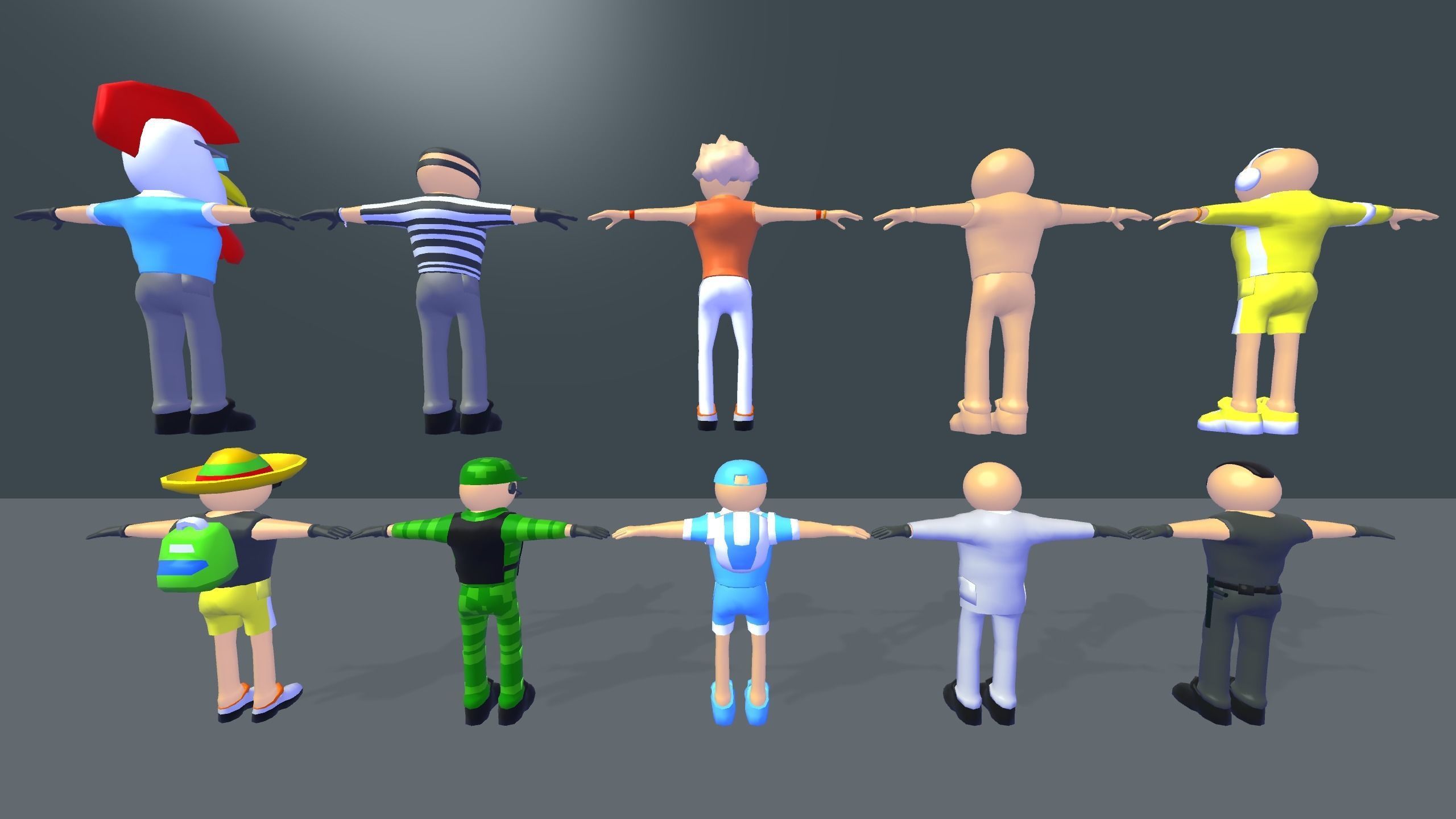 3D Costumed Character Pack Ragdolls Low Poly Unity Kit Deslab Low-poly 3D model_5