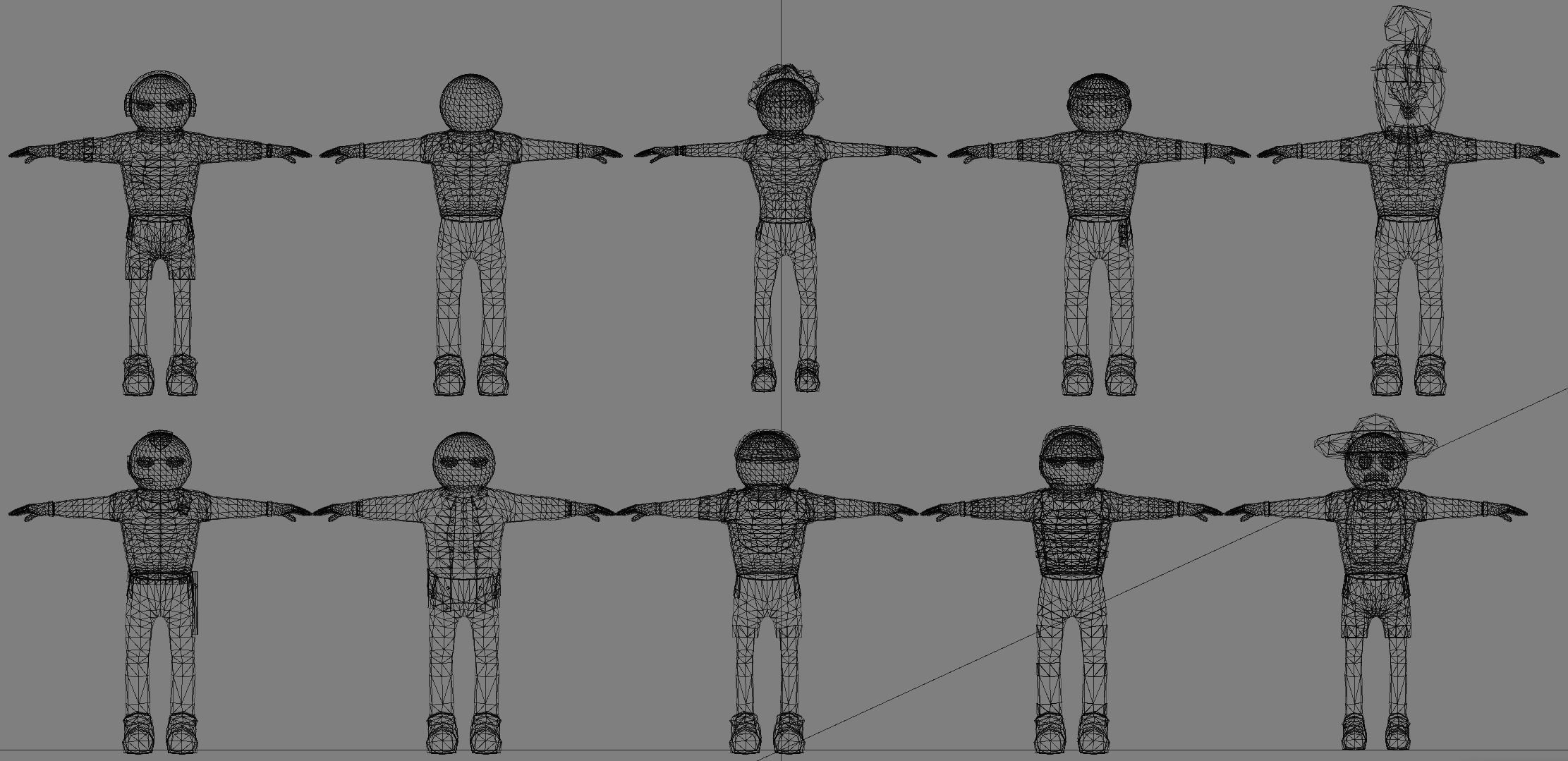 3D Costumed Character Pack Ragdolls Low Poly Unity Kit Deslab Low-poly 3D model_8