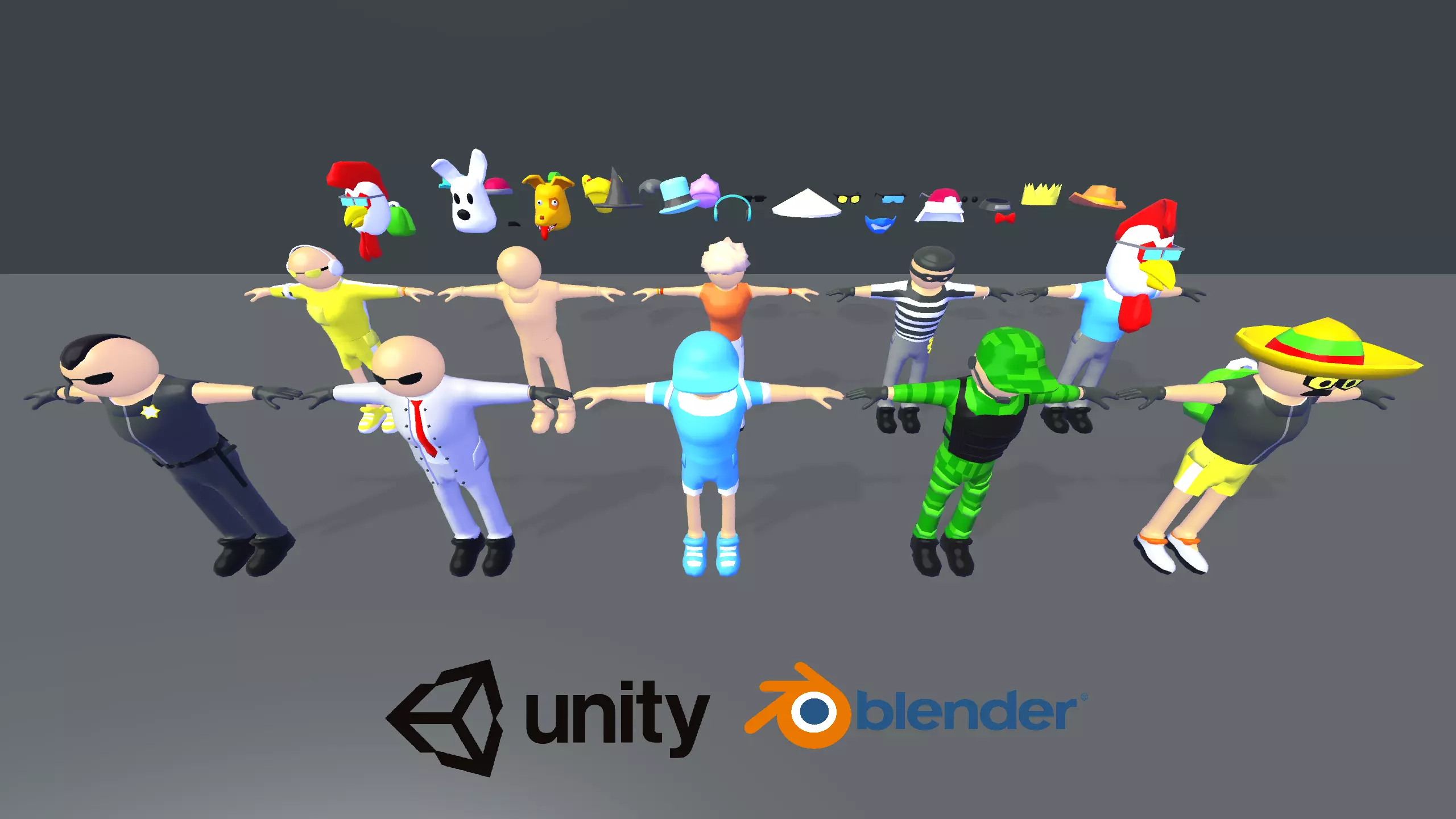 3D Costumed Character Pack Ragdolls Low Poly Unity Kit Deslab Low-poly 3D model_0