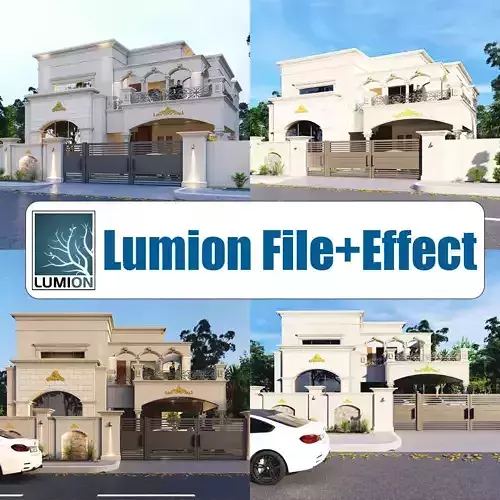 Classic Villa Complete Lumion File with Effects Low-poly 3D model