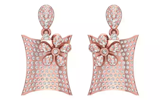 Solitaire Drop  Women Diamond Earring 3D print model