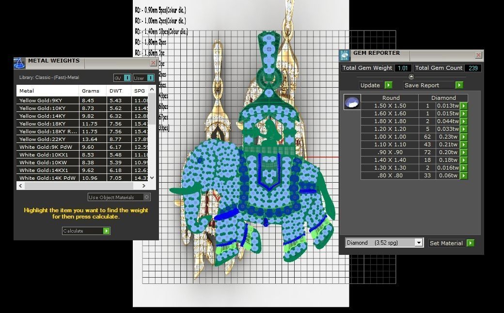 Solitaire Elephant Pendant 3dm STL OBJ FBX Render Details 3D print model_5