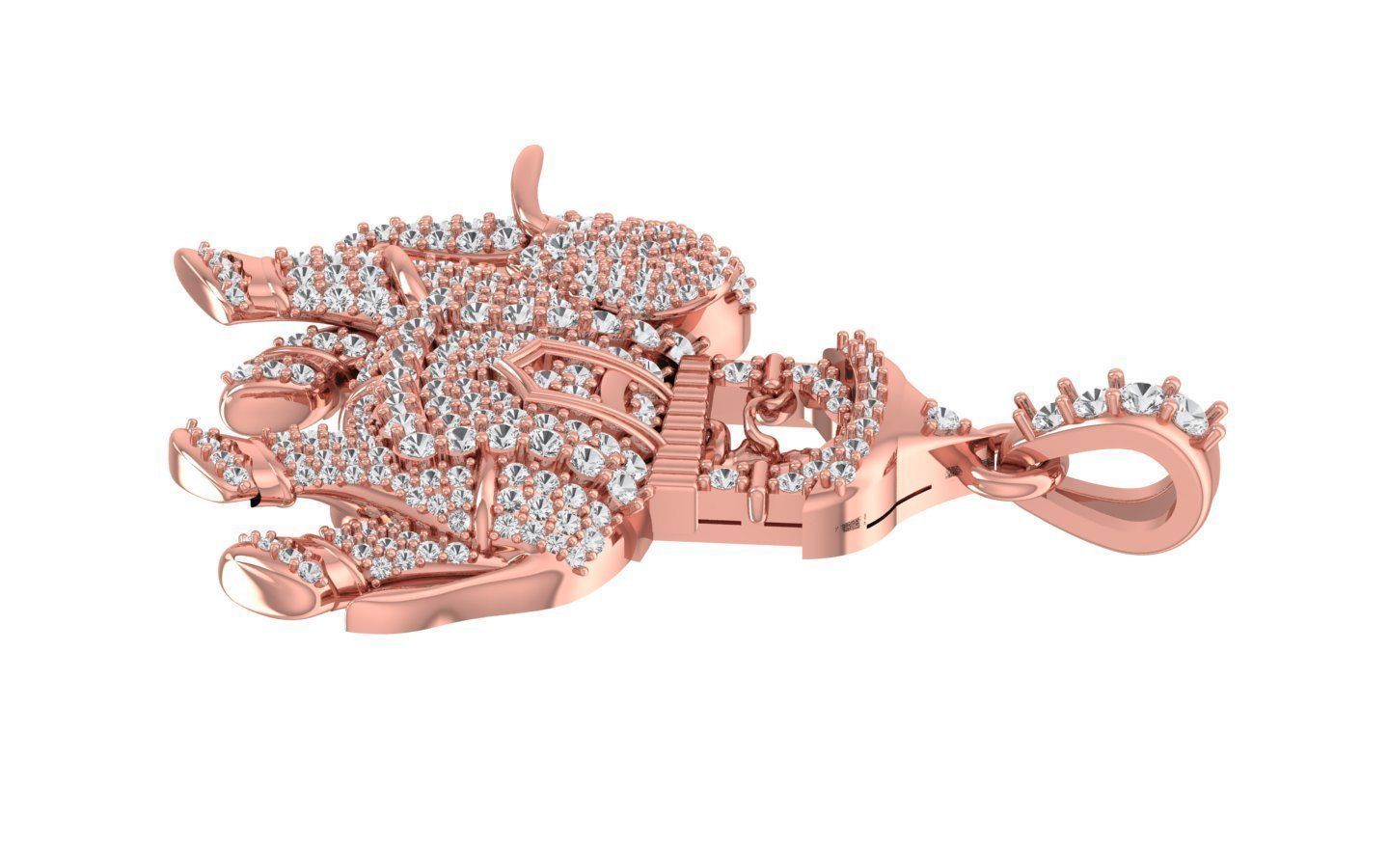 Solitaire Elephant Pendant 3dm STL OBJ FBX Render Details 3D print model_1