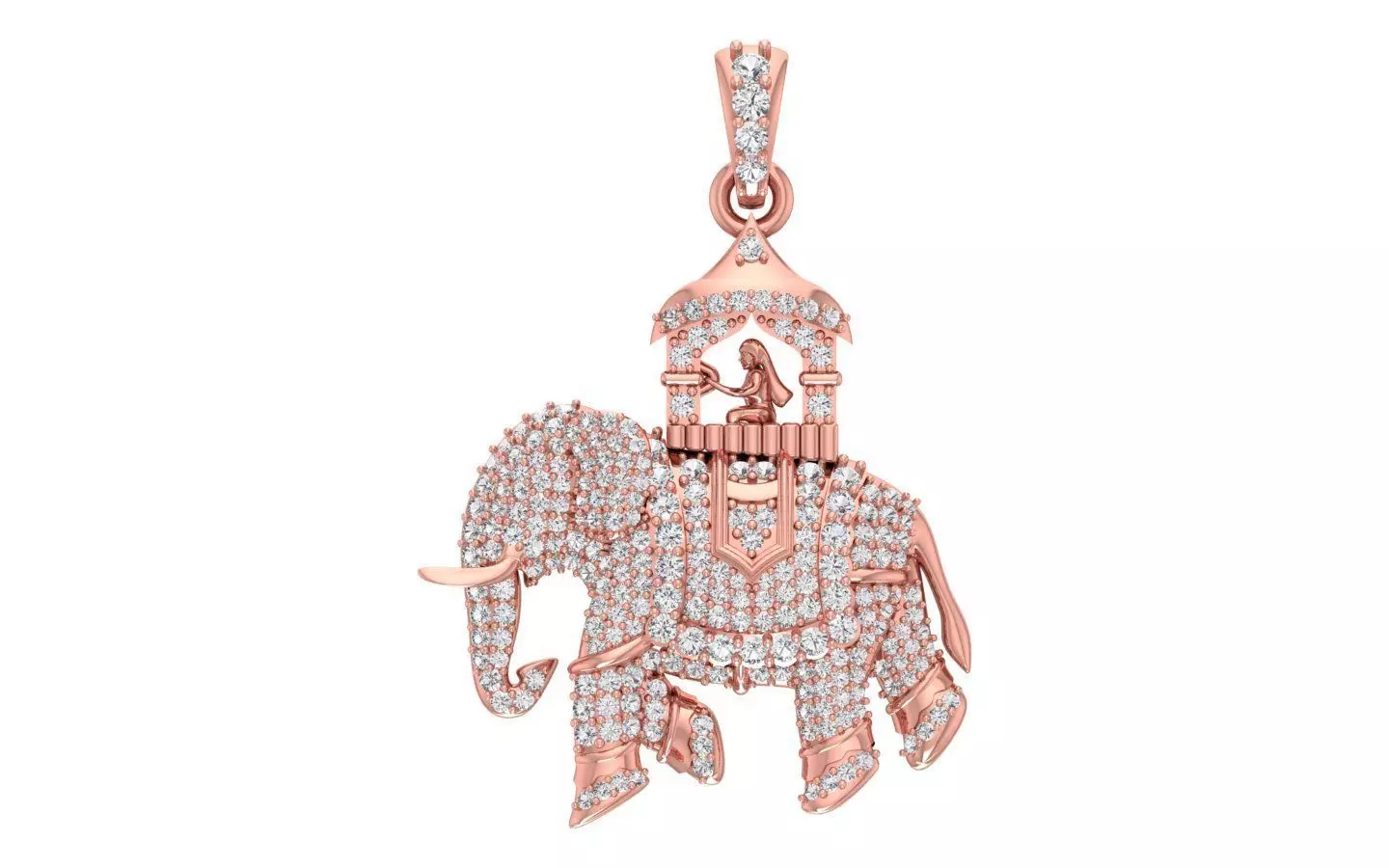 Solitaire Elephant Pendant 3dm STL OBJ FBX Render Details 3D print model_0