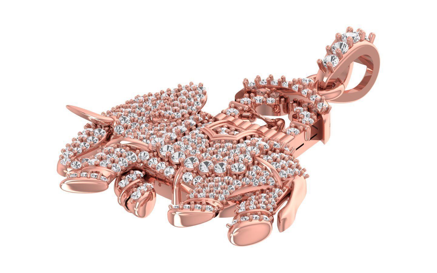 Solitaire Elephant Pendant 3dm STL OBJ FBX Render Details 3D print model_3