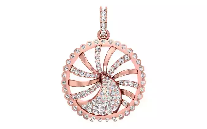 Solitaire Women Pendant 3dm STL OBJ FBX Render Details