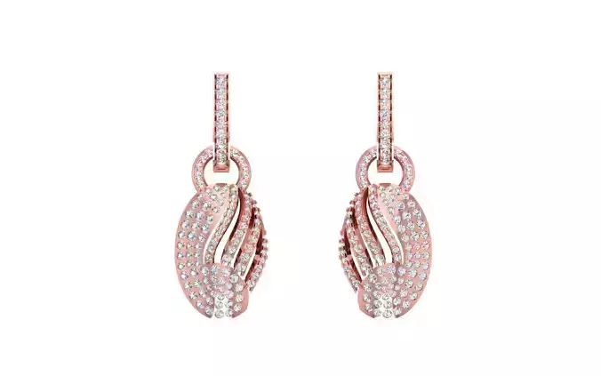 Solitaire Women Drop  Earring 3dm STL OBJ FBX Render Details