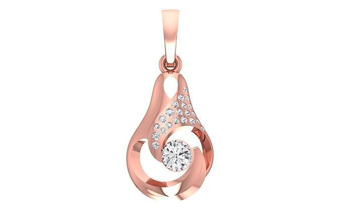 Solitaire Women Pendant 3dm STL OBJ FBX Render Details 3D print model