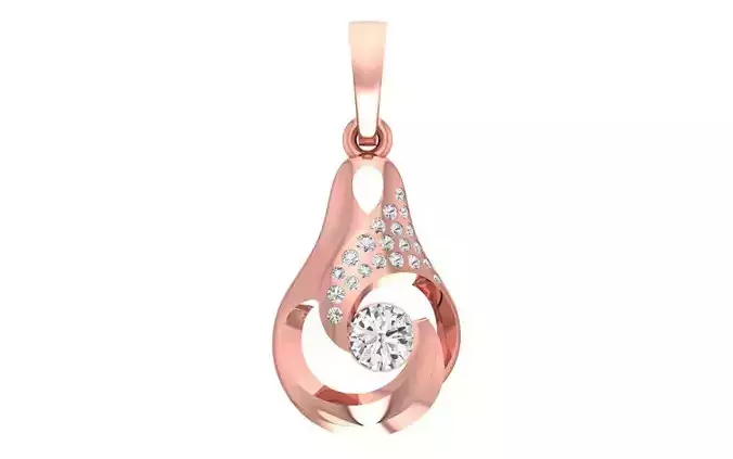 Solitaire Women Pendant 3dm STL OBJ FBX Render Details