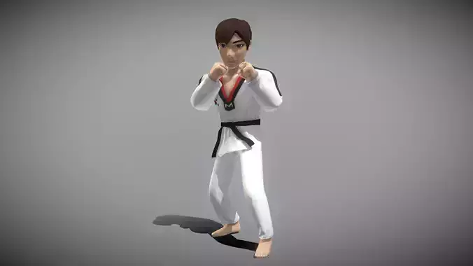 Taekwondo Player Low-poly 3D model